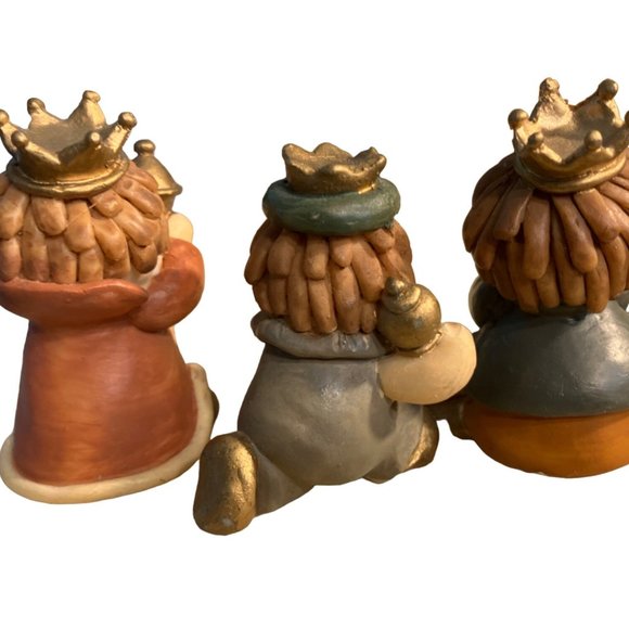 Nativity set 8 Piece Ceramic porcelain Christmas Lighted Whimsical Children - Picture 7 of 14